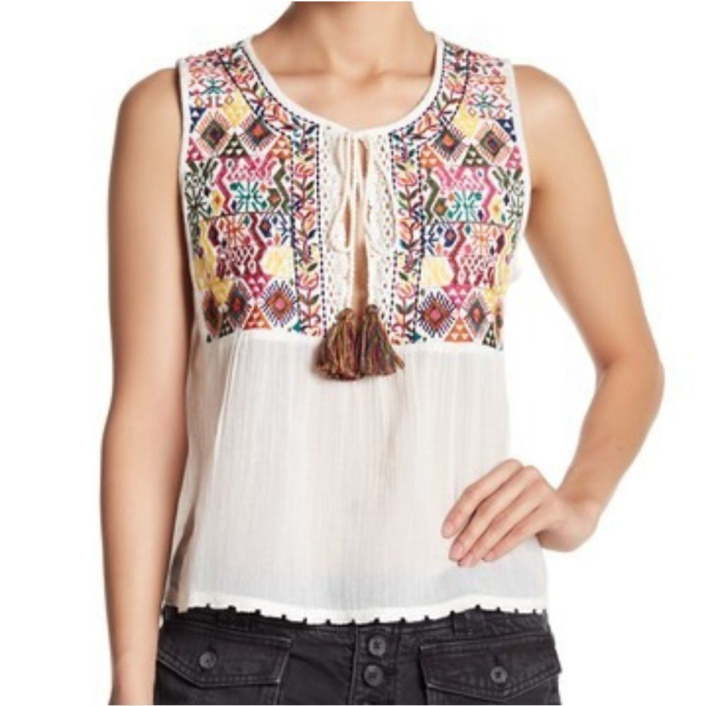 Free People Ivory Lohri Peasant Top Sz XS